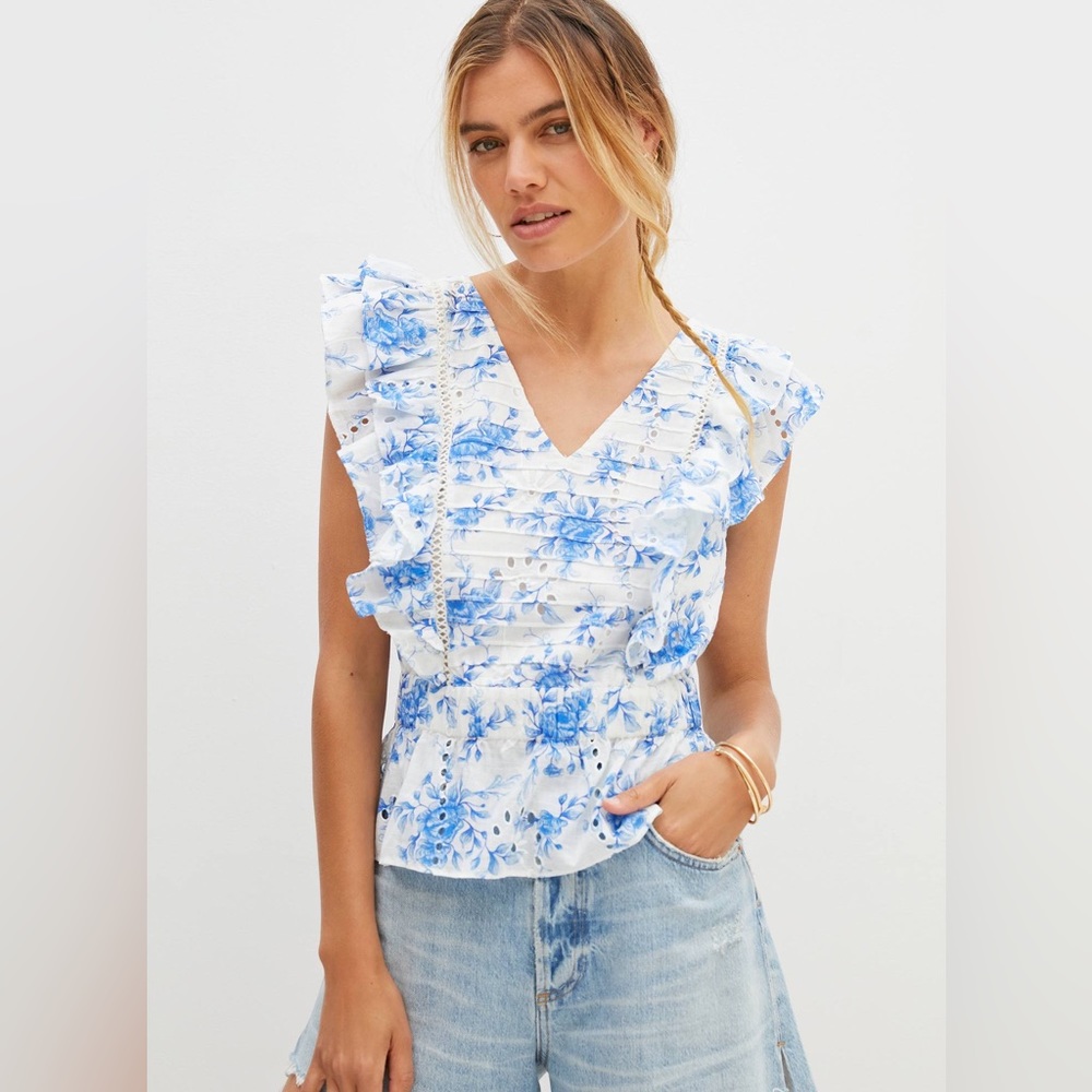 NWT Anthropologie Forever That Girl Floral Ruffled Blouse